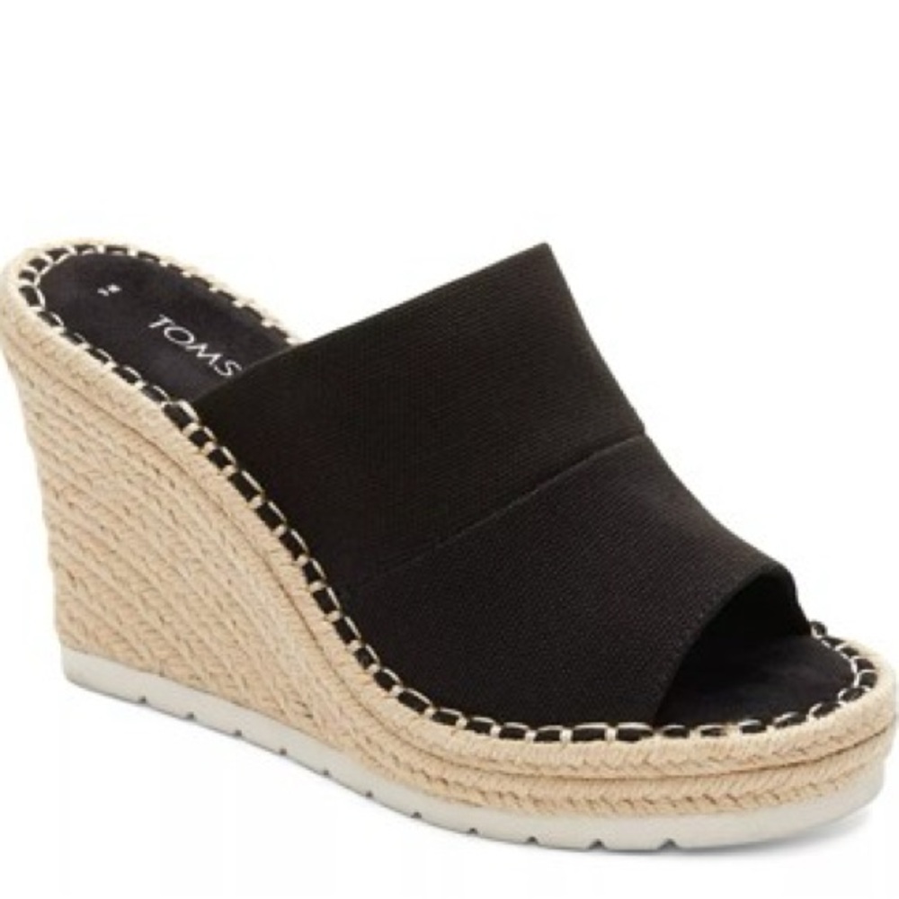 Toms Black Heels with Jute Midsole